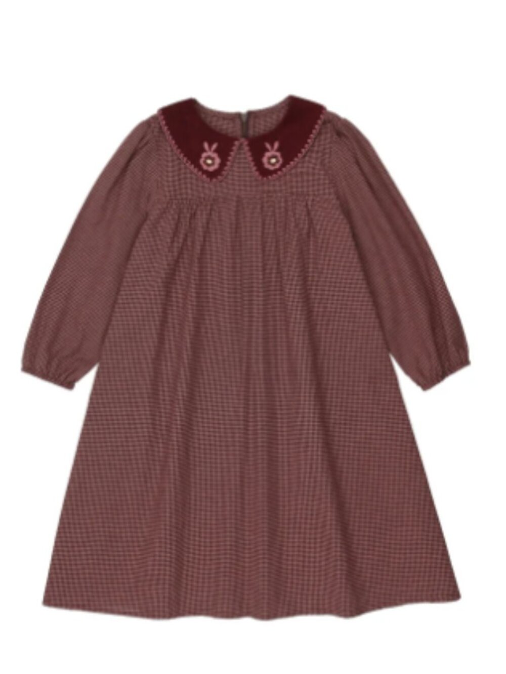 Jolie Girls Dress Size 12 Burgundy Gingham Modest